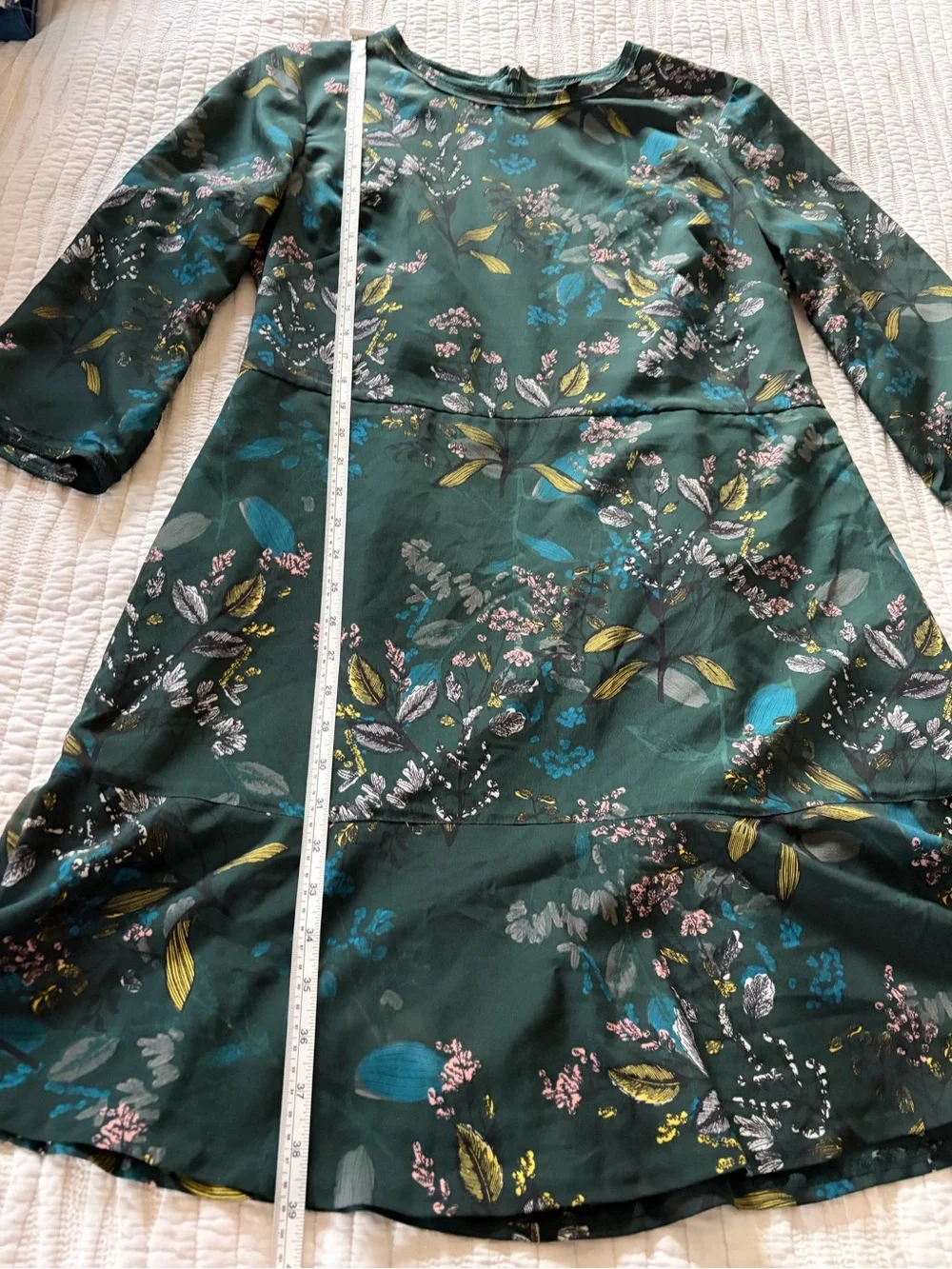 Banana Republic Emerald Green Floral Fit-and-Flare Dress